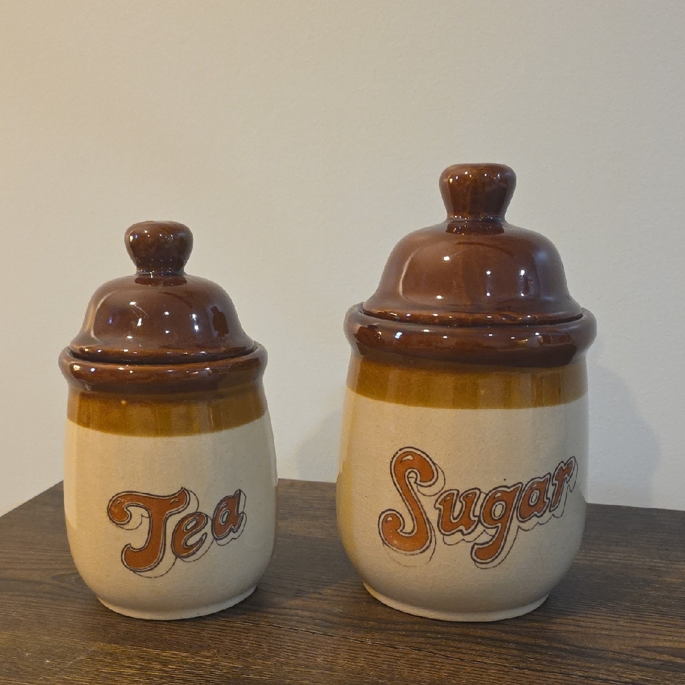 Vintage Ceramic Tea and Sugar Canister Set